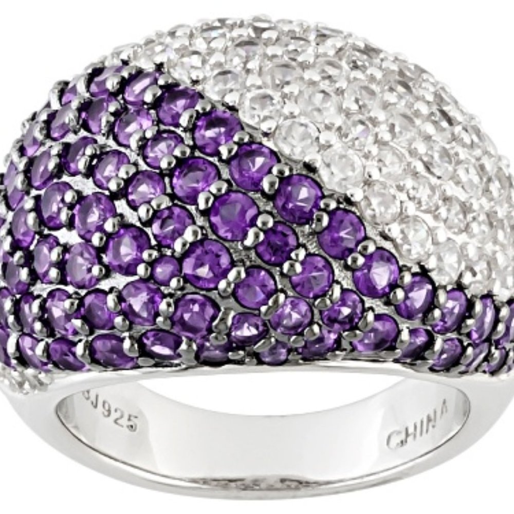 African Amethyst 1.76ctw; White Zircon 2.77ctw SS